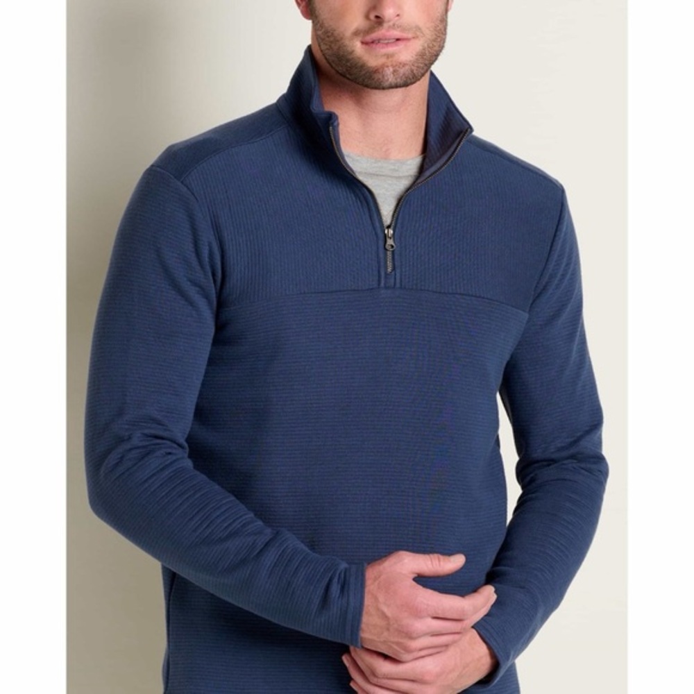 Toad&Co Organic Cotton Men's Textured Quarter-Zip Pullover Navy